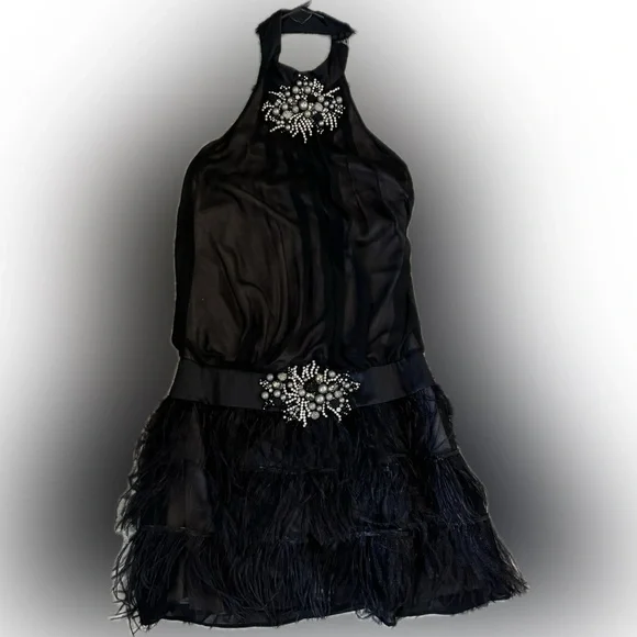 Sue Wong Dresses Sue Wong Black Dress With Feathers Poshmark